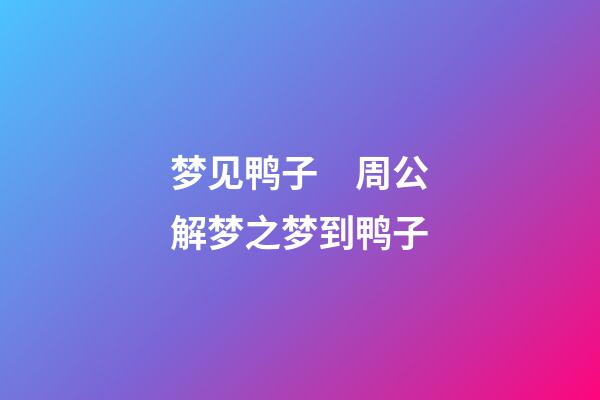 梦见鸭子　周公解梦之梦到鸭子
